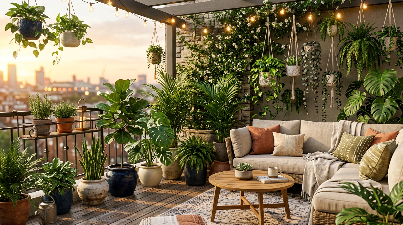 Apartment balcony after landscaping